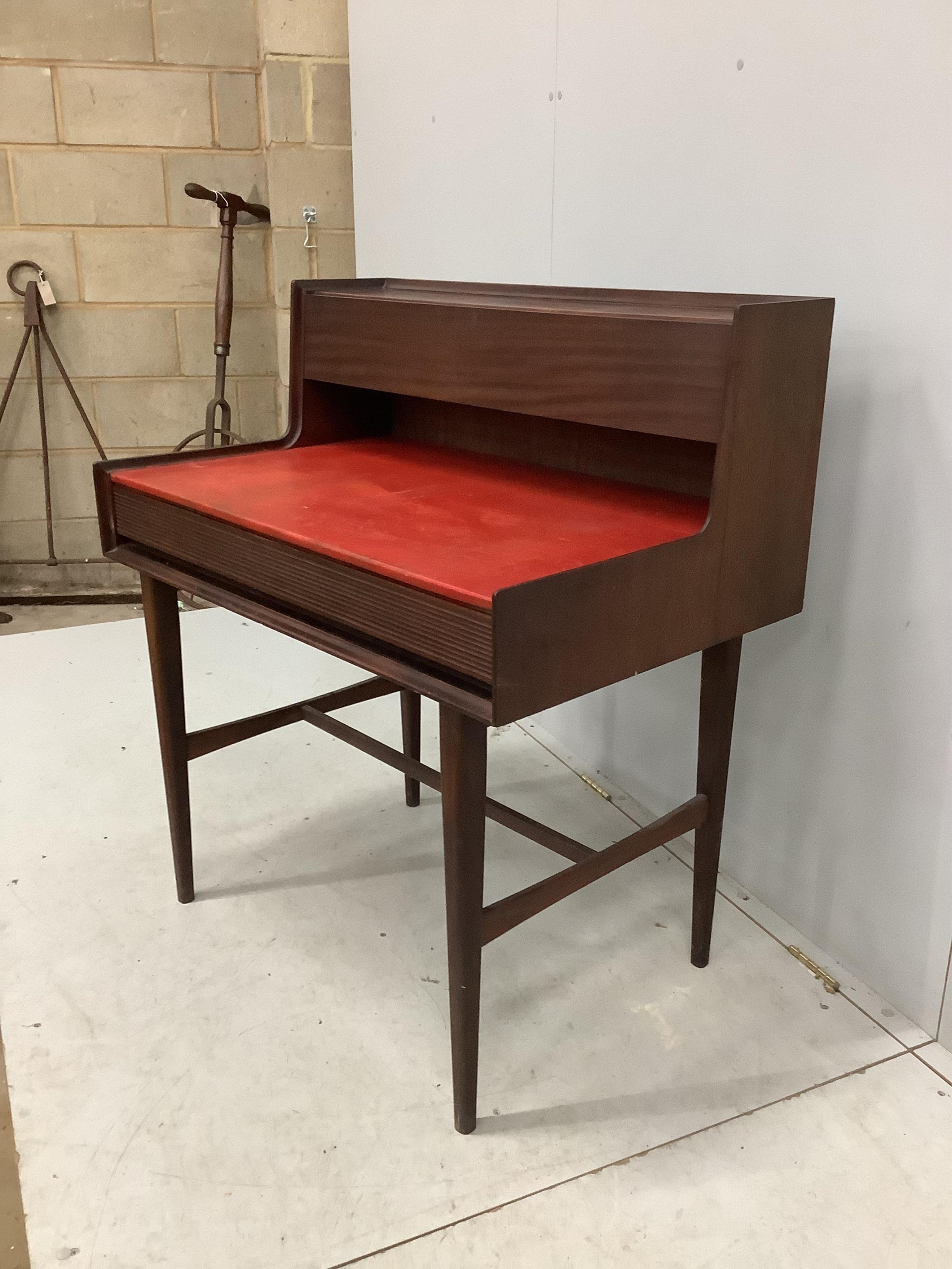 Richard Hornby. A mid century Afromosia desk, width 91cm, depth 58cm, height 102cm. Condition - good